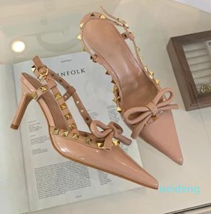 Dress Shoes High Heeled Sandals Women Bow Fashion Pointed Toe Pumps Office Shoe Summer 2024 Slingback