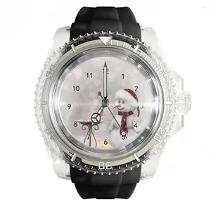 Wristwatches Transparent Silicone Black Watch Christmas Snowman Old Man Watches Men's And Women's Fashion Quartz Wrist