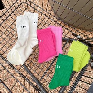 Women Socks Fashion Letter Pattern Cotton Colorful Middle Tube Sports Breathable Harajuku Female Hosiery