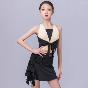 Stage Wear 2024 Latin Dance Performance Costumes For Girls Sleeveless Practice Clothes Chacha Rumba Samba Dress DQS15595