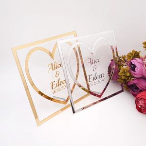 Different Style Custom Wedding Signs Name Date Acrylic Mirror Frame Word Sign Party Decor With Nail Favor Gift Round Heart 240301