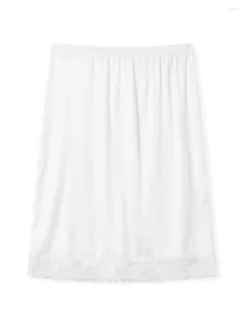 Mulheres sleepwear mulheres cetim meio deslizamento elástico cintura alta renda guarnição saia extensor underskirt anti estática petticoat para sob vestidos