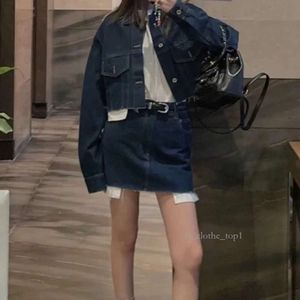 Mui Mui Jacket Denim Jacket Women Jackets Spring Summer Casual Shirt Letters Show High Waist Skirt Miui Two-piece Temperament Coat Mui 736