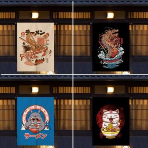 Perdeler Japon Ramen Noren Perde Yiyecek Mağazası Restoran Mutfak Giriş Bezi Kapı Perdeleri Yağ Duman Kanıtı Bölünme Yarı Kurt