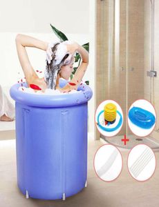 Banheira inflável ao ar livre portátil pvc plástico banheira dobrável lugar de água sala spa massagem banho para adultos ou crianças ajustável8110863