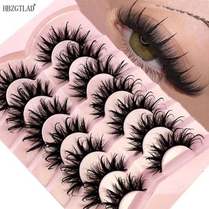 7pair Design Wet Manga Lashes 3D Fluffy Eyelash Extensions Makeup Fashion Long Thick Natural Fake Eyelashs 240311