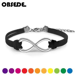 Infinity Rope Armband Hand-Woven 15 Color Silver Korean Velvet Leather Fashion Wrap Leather Jewelry Women Men2774
