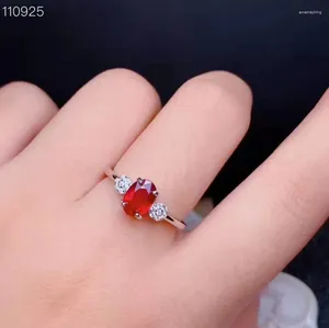 Küme halkaları myanmar 925 silve doğal yakut değerli taş moda yüzüğü kadınlar için güzel mücevher 5x7mm