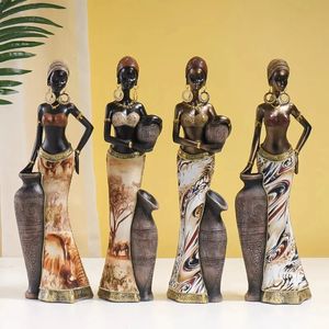 Estátuas de mulher africana preta, decoração moderna, estátua de busto afro-americana, estatuetas de resina criativa, adequadas para decoração de sala de estar 240307