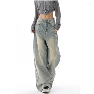 Damen Jeans American Vintage Y2K Wide Leg High Waist Straight Pants Lässige Baggy Grunge Streetwear Style Denim Hose