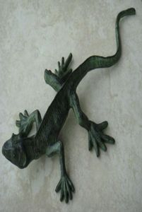 American Country Style Painted Lizard Decoration Cast Iron Color Målning Animal Figurine Garden Yard Ornament Vintage Crafts Dark6595281