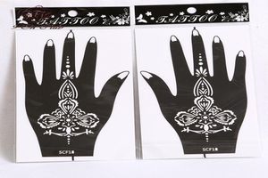 Whole10 Pair 20sts Henna Hand Tattoo Stencilflower Glitter Airbrush Mehndi Henna Tattoo Stencils mallar för kroppsfärg 3535400