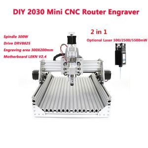 Disassembled Pack DIY 2030 2 in 1 Mini CNC Router Engraver Laser Engraving Machine with Optional Laser Head 500Mw 2500mW