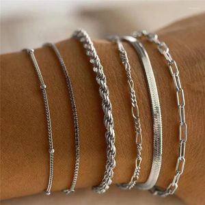 Link Bracelets Classic Charm For Women Men Vintage Gold Color Cuban Chain Bangles Fashion Wedding Hand Jewelry Set