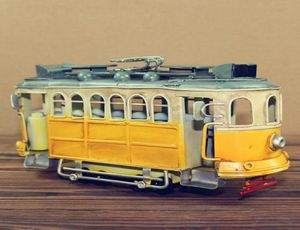 Retro Tinplate Model Train Ręcznie robione ozdoby Kreatywne meble domowe Praph Props for Kid039 Prezent Zbieranie 3310031
