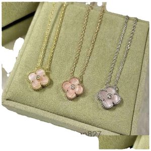 Gold Plated Necklaces Designer Necklace Flowers Four Leaf Clover Cleef Fashional Pendant Wedding Party Jewelry Drop Deliver Dhtov