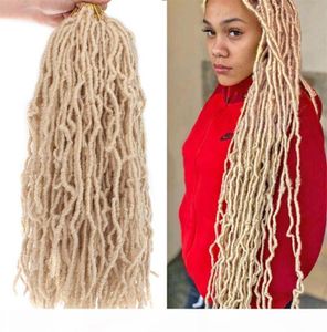 18 tum blond syntetisk ny faux locs virkning flätor hår 21 rötter förläng mjuka locs flätande hår för kvinnor lockigt vågigt hår 6134891382