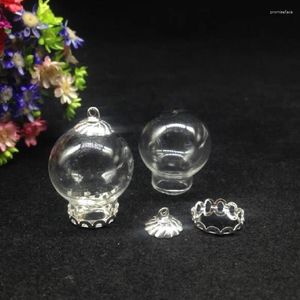 Pendant Necklaces 500sets/lot 20 15mm Clear Glass Vial With Lace Tray 8mm Metal Cap Globe Bubble Cover Dome Jars Diy Necklace