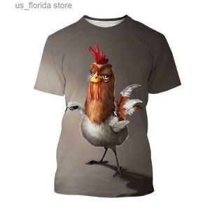 Mäns t-shirts herr t-shirt 3d djurfighter tryck t shirt sommar män kvinnor slåss kyckling harajuku mode roligt kort slved runda nacktoppar y240321