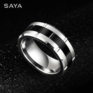 Wedding Rings Tungsten Mens Ring Fashion Personalized Edition Black Ceramic Ring Finger Single Trend Business Carving Free Delivery Q240315