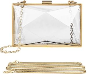 Klare Geldbörse, Acryl-Box, Abend-Clutch, Schultertasche, Damen-Handtasche mit Kette, per DHL-Versand