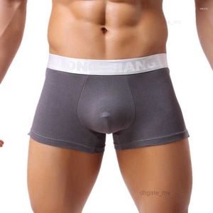 Underpants Solid Color Underwear Men Boxers Sexy Slim Tight Boxershorts Cueca Males Cotton Soft Penis Pouch Shorts