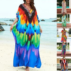 Bohemian Strandkleid Lange Robe Lose Badeanzug Cover Up Für Badeanzug Frauen Sommer Urlaub Beachwear Bikini Cover-Ups