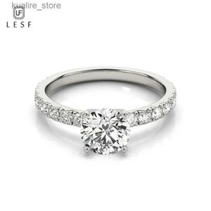 Cluster Rings LESF Simple And Elegant Sona 925 Sterling Silver Wedding Ring For Women Engagement Band Solitaire Fashionable Jewelry Free L240315