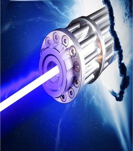 Kraftfull stark kraft militär 10 mil watt 450 nm blå laserpekare sos lazer ficklampa jakt undervisningsglasses1135942