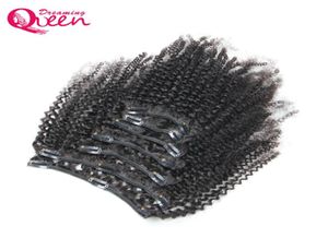 Mongolian Afro Kinky Curly Clip In Human Hair Extensions 7 PcsSet Clips In 4B 4C Pattern Mongolian Virgin Human Hair Weave Bundle9848123