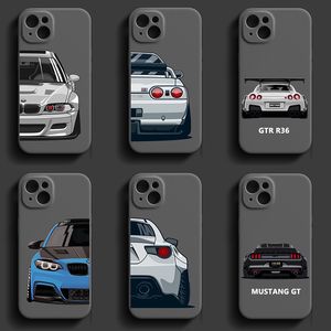JDM Car Phone Case for iPhone 15 14 13 Pro 12 11 Pro Xs X XR Max 8 7 SE Strong Silicone Cases Soft Back Cover