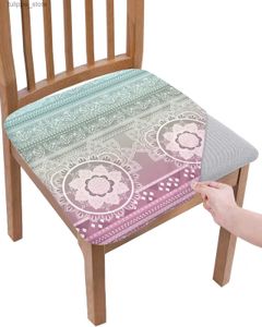 Stol täcker mandala borttagbar stolstol täcke matstol täcker stretch säte kudde slipcover för kökstolar housse de chais l240315