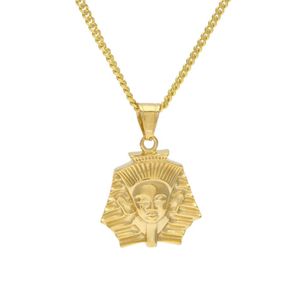 Männer Frauen Edelstahl Ägyptischer Pharao Anhänger Gold Farbe Hip Hop Stil Titan Ägypten König Halskette Kette Punk Jewelry263z