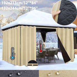 Curtains Indoor Outdoor Quilted 100% Blackout Curtains Waterproof Windproof Heavy Duty Window Drapes Winter Thick Thermal Garden Curtains