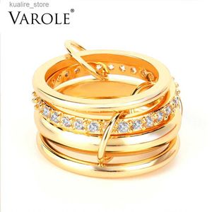 Cluster Rings Multilayer Rings For Women Gold Color Stack Finger Ring with CZ Fashion Jewelry Wholesale Anillos Mujer L240315