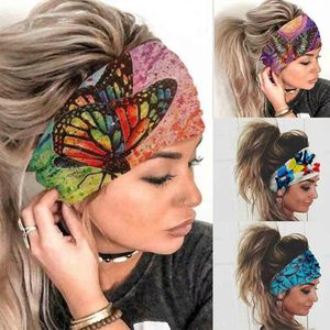 Tiaras esportivas e de fitness europeias e americanas, estampas de moda, tiaras de abas largas respiráveis e absorventes de suor, feixes de cabelo para ioga e fitness, tiaras esportivas