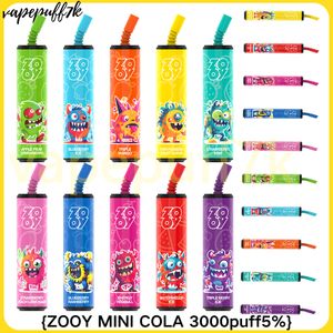 Zooy Mini Cola 3000 Puff 3k Puff Einweg-Vape wiederaufladbare E-Zigaretten Mesh Spule 10 Farben 9ml E-Liquid Puff 3k Vaper 5% Einweg-E-Patronen-Patronen