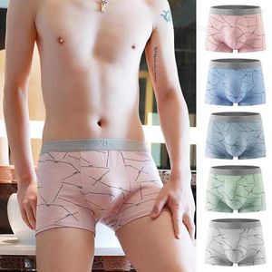 Mutande 4 Pz/lotto Boxer Intimo Uomo Homme Marca Mens Mutandine Maschili Pantaloncini Traspirante U Custodia Convessa Stampa 2022 Mutande