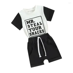 Clothing Sets Infant Toddler Baby Boy Summer Outfit Mr Steal Your Snacks Short Sleeve t Shirt and Shorts Set Cute 2pcs Clothes