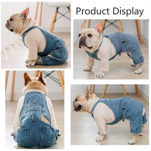 Hundebekleidung, Denim-Overall, modische Jeans-Overalls für Haustiere, bequeme Welpenkostüme, reine Baumwollhose für kleine, mittelgroße Hunde und Katzen