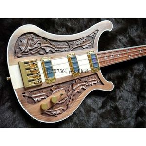 Rare Bastard LK Lemmy Kilmister Limited Edition Natural Walnut Hand carved Electric Bass Guitar Neck Through Body Checkerboard Binding