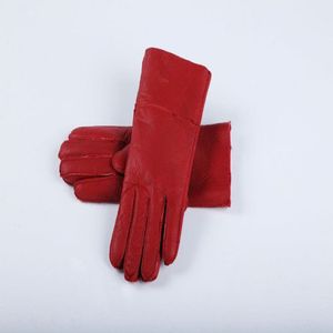 Classic quality bright leather ladies leather gloves Women's wool gloves 100% guaranteed quality 222v