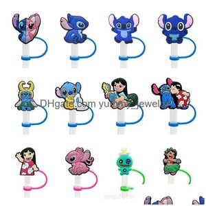 Drinking Sts Halloween Blue Elf Friends Sile St Toppers Accessories Er Charms Reusable Splash Proof Dust Plug Decorative 8Mm Party Dro Oti3A