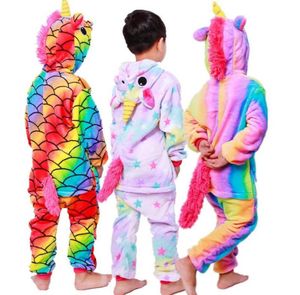 Crianças onesie pijamas dos desenhos animados estilo unicórnio pijamas de fibra de bambu terno para 310 anos criança crianças quarto pijamas de uma peça roupas288P3880366