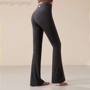 Desginer Lululemom Bras Lululemmon Same Yoga Flared with High Waist and Lifted Hips Wearing Nude Elastic Slimming Sports Wide Leg Pants