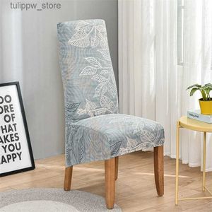 Pokrywa krzesła Extra Duże XL Dining Cover Natural Leaf Printed Elastex Spandex Elastyczne krzesło z tyłu obudowa na kasę dużych rozmiarów Bankiet L240315