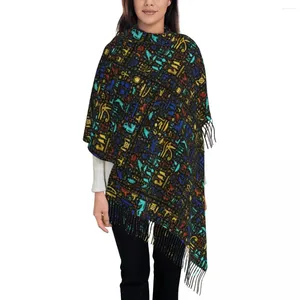 Schals Mode alte ägyptische Hieroglyphen Quaste Schal Frauen Winter Herbst warm Schal Wrap Damen Ägypten Symbol