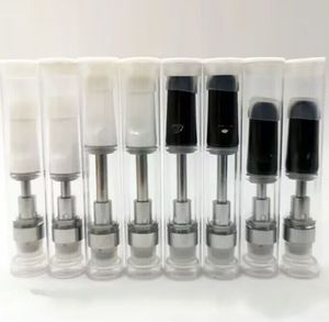 1,0 ml Vape-Kartuschen, 0,8 ml, 0,5 ml PVC-Röhren, Verpackung, dicke Ölkarren, leere, flache Einschraubspitzen, Keramikspule, 2 mm, 4 Löcher, 510 Gewinde, Glastank-Zerstäuber, OEM-E-Zigaretten