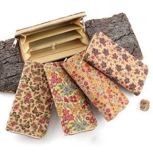 DHL50PCS plånböcker Cork Leather Anti-Degaussing Flower Fjäril