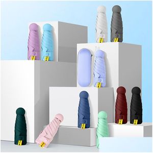 우산 100pcs/lot capse sun umbrella albrella sunsn uv 보호 선샤이드 선샤인 비 이중 사용 미니 5 배 트라-라이트 소형 dhfvq